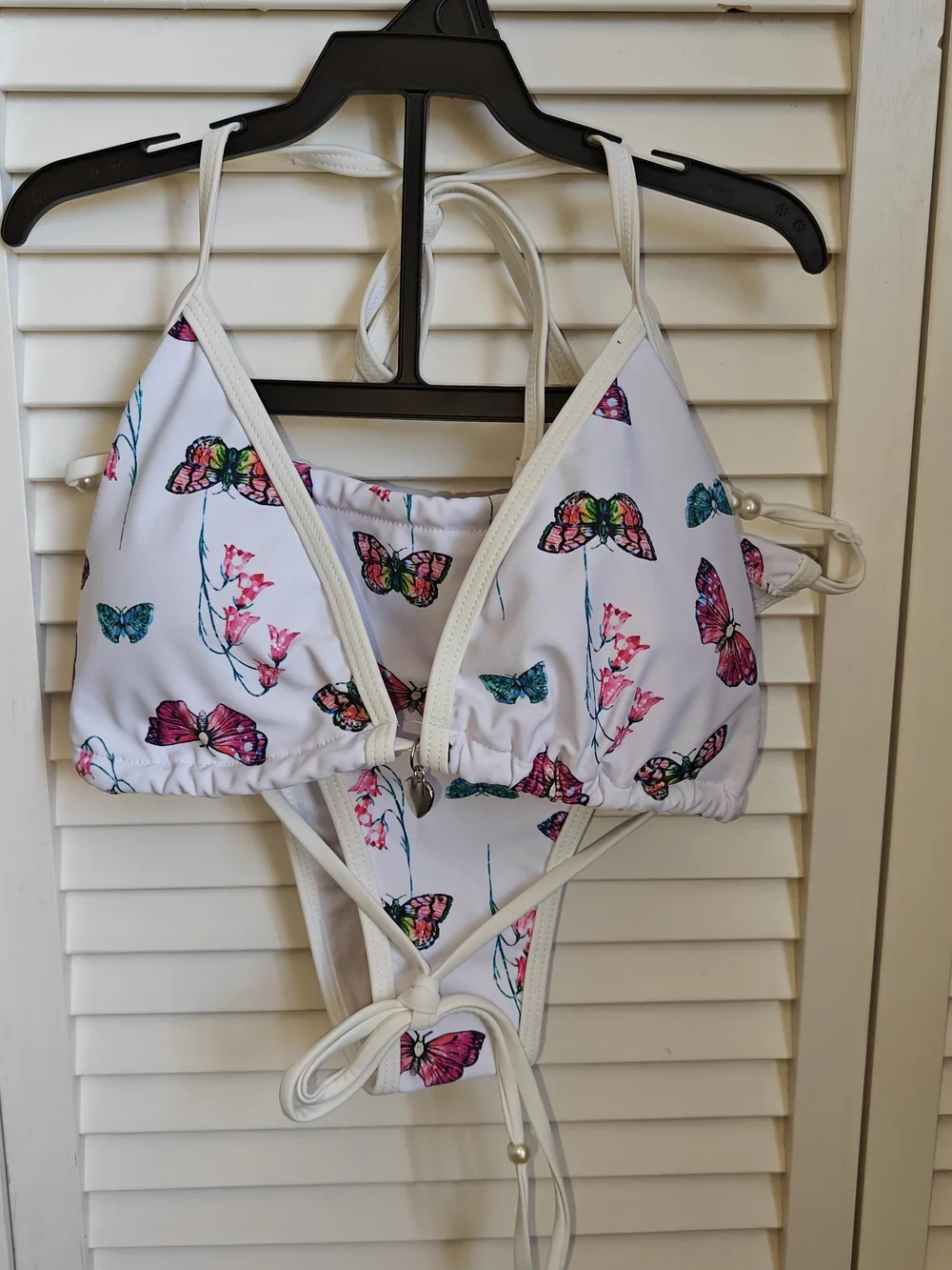 Amazon White Butterfly Print Bikini Set Women's Size M - Picture 1 of 8